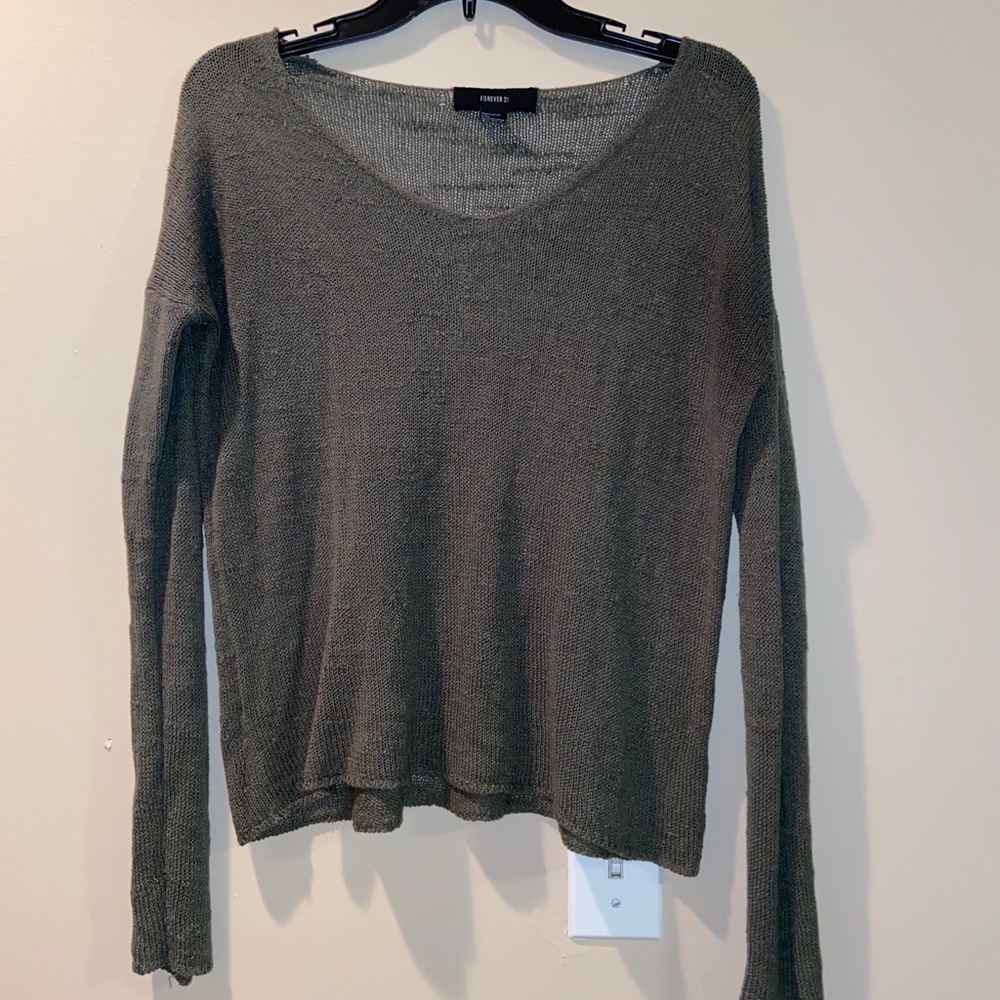 F21 olive green see-through sweater